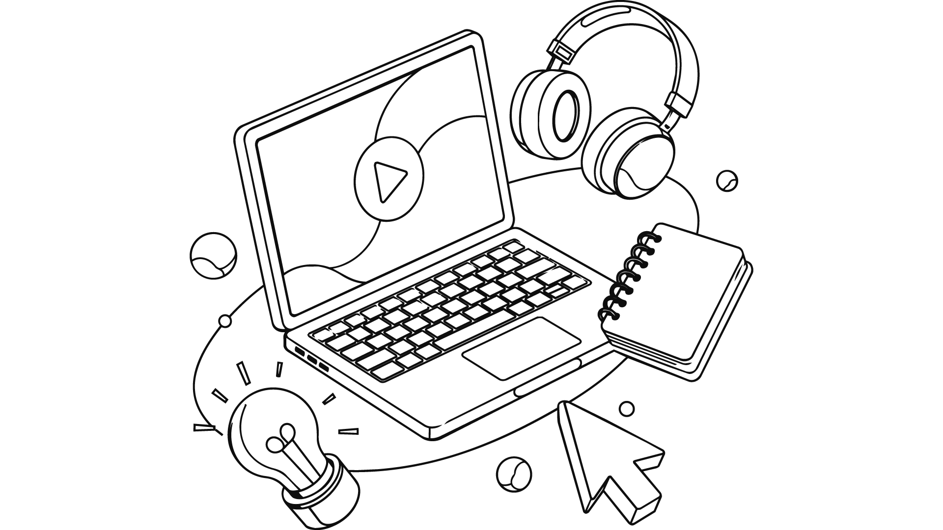 Ilustração de ferramentas digitais para cursos online