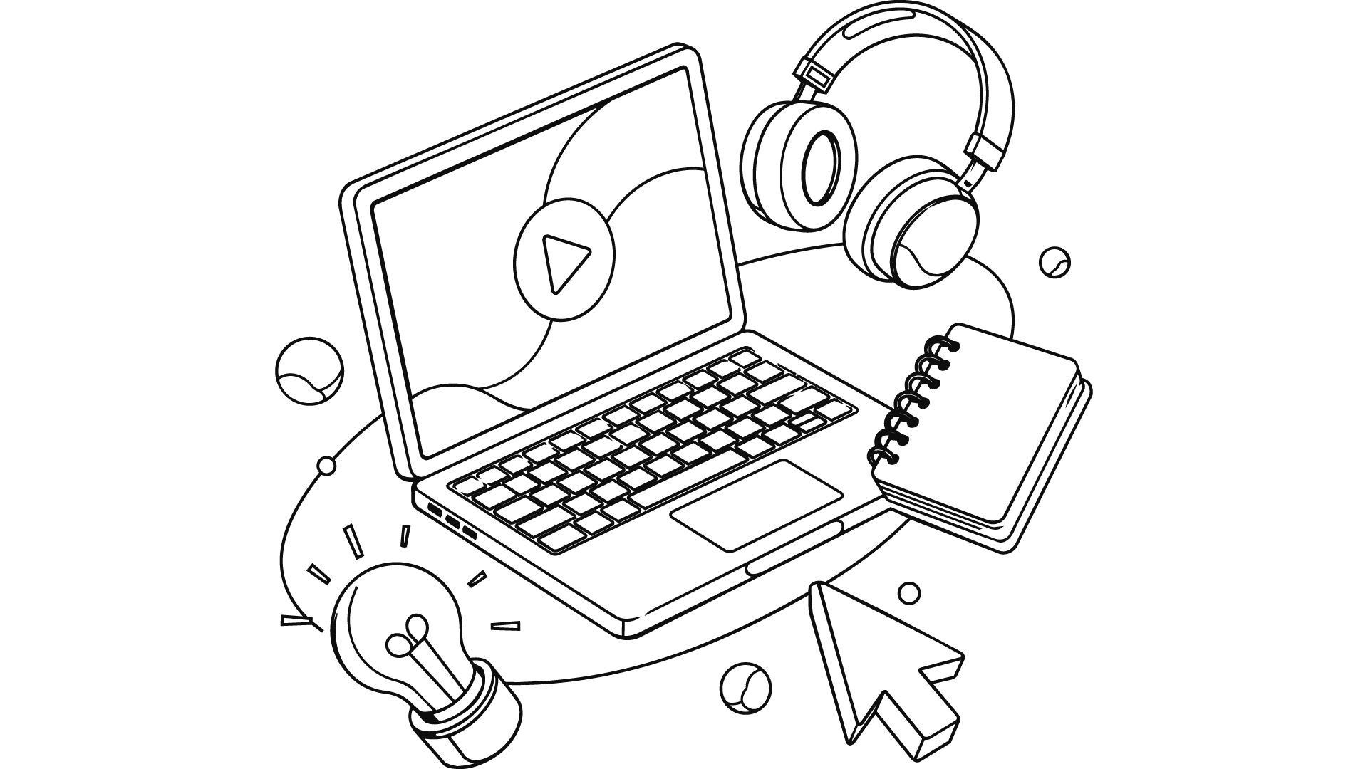 Ilustração de ferramentas digitais para cursos online