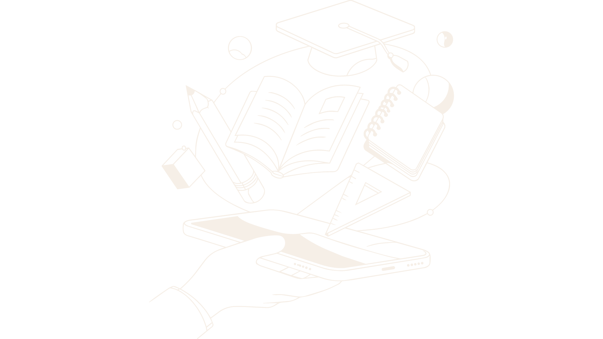 Ilustração de chapéu de formatura, livros e diploma