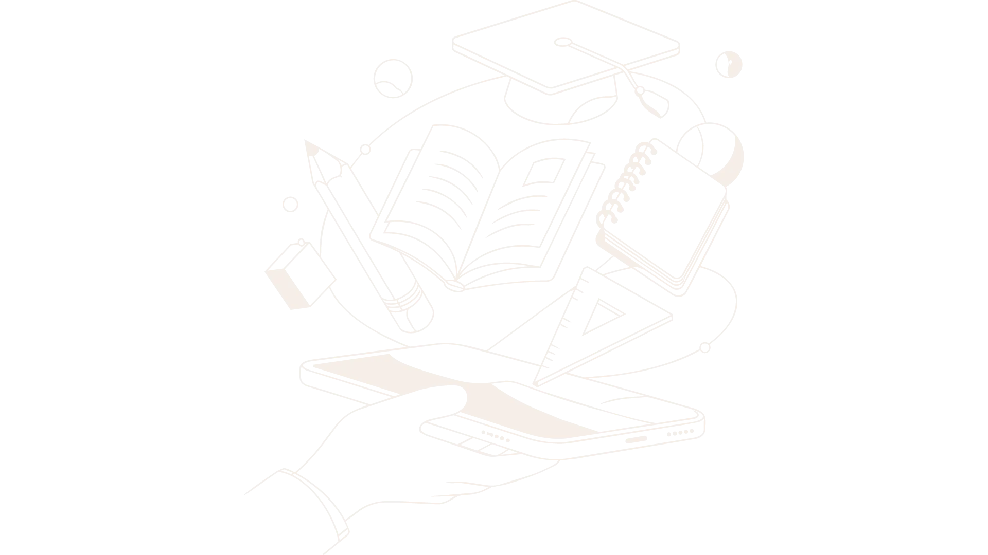 Ilustração de chapéu de formatura, livros e diploma