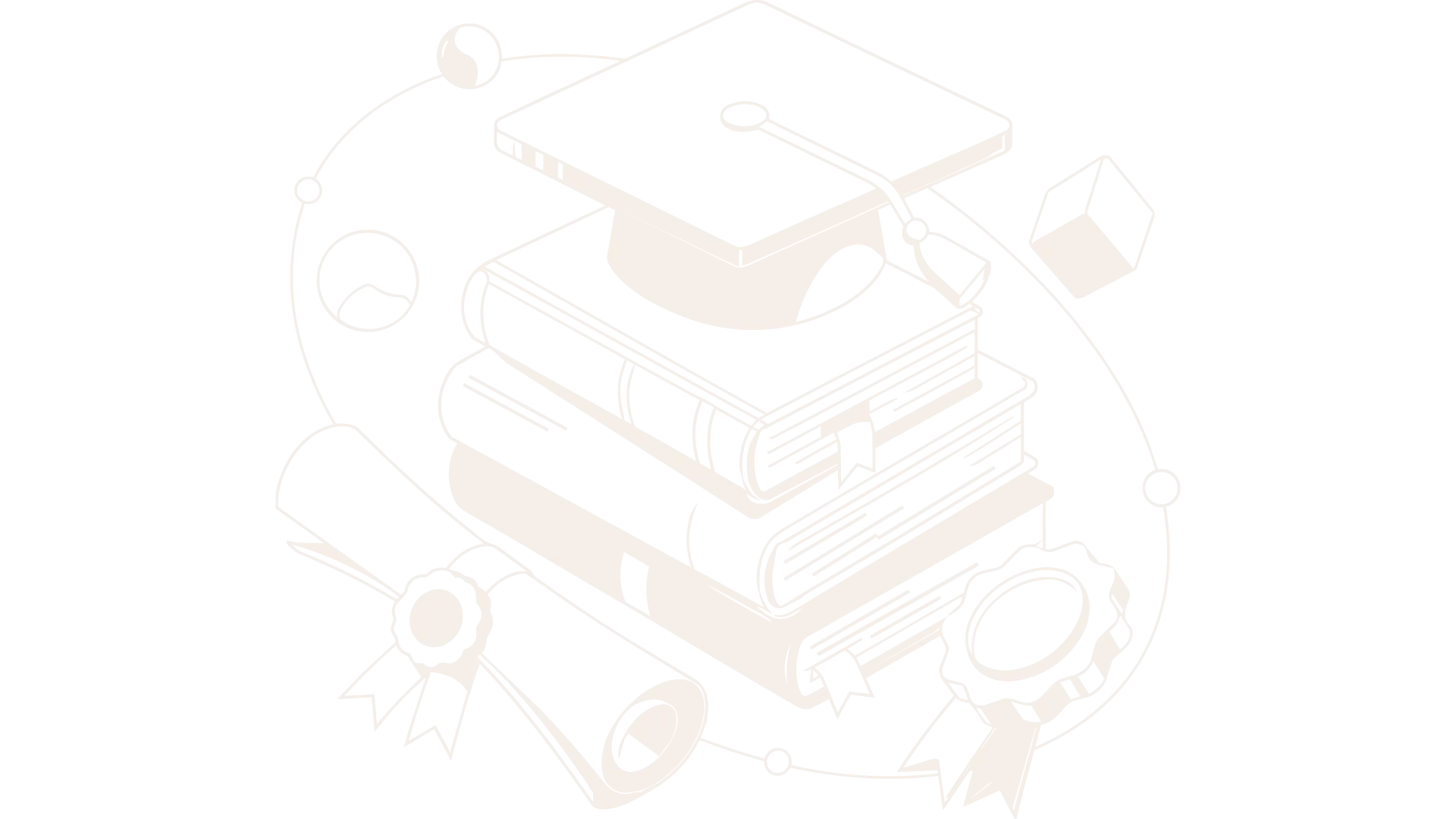 Ilustração de mão segurando celular com livro e materiais de estudo